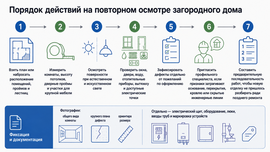 Порядок действий на повторном осмотре загородного дома